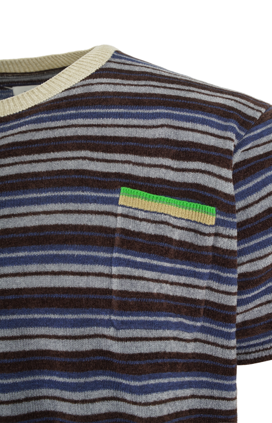 Striped Wool Crewneck Sweater in Mist