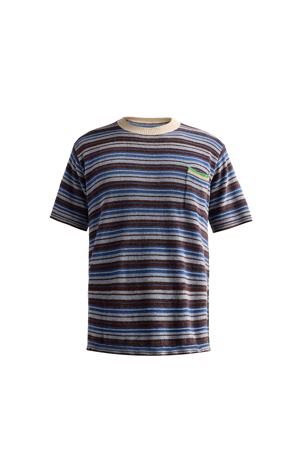 Striped Wool Crewneck Sweater in Mist