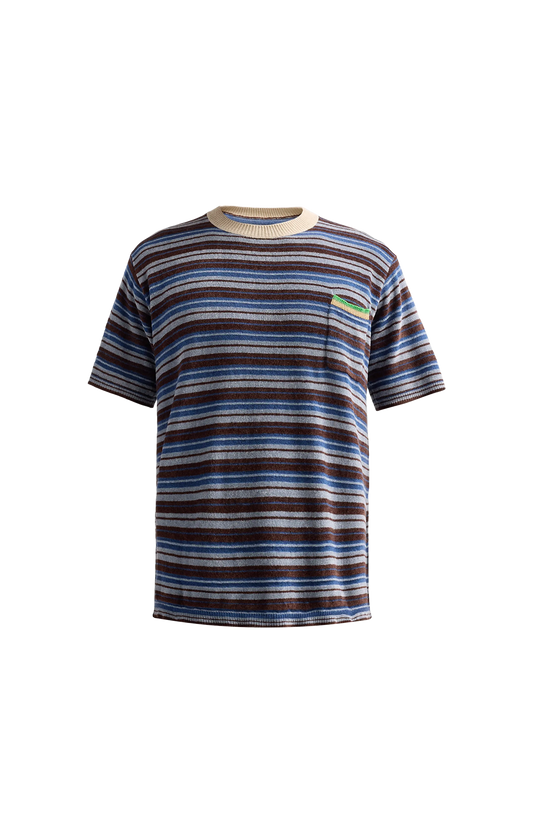 Striped Wool Crewneck Sweater in Mist