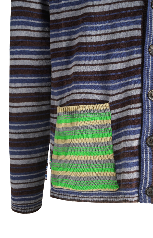 Striped Wool Cardigan in Mist