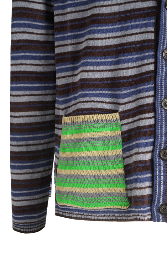 Striped Wool Cardigan in Mist