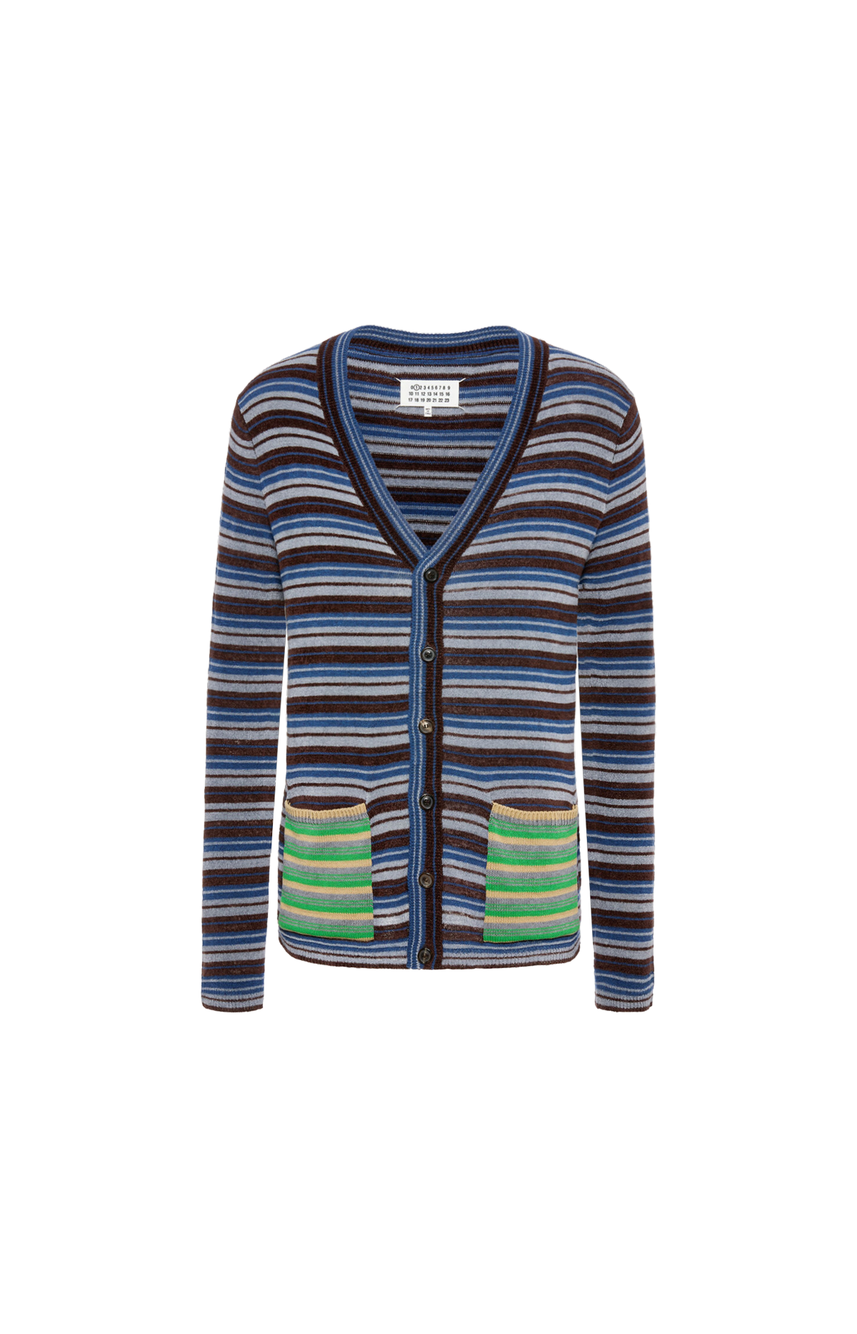 Striped Wool Cardigan in Mist