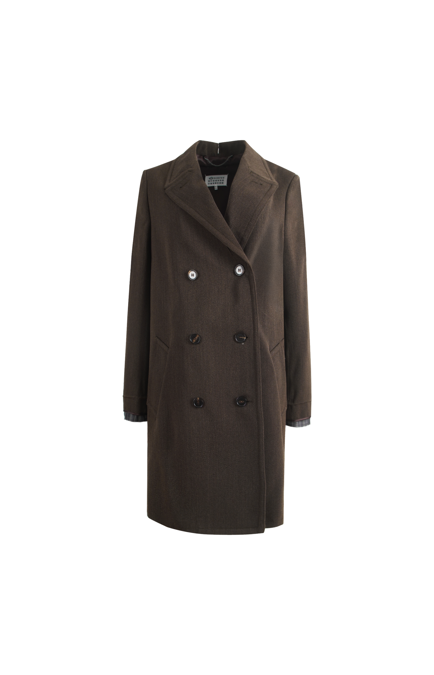 Double-Breasted Wool Coat in Brown