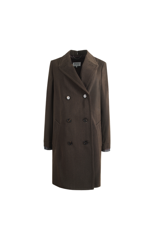 Double-Breasted Wool Coat in Brown