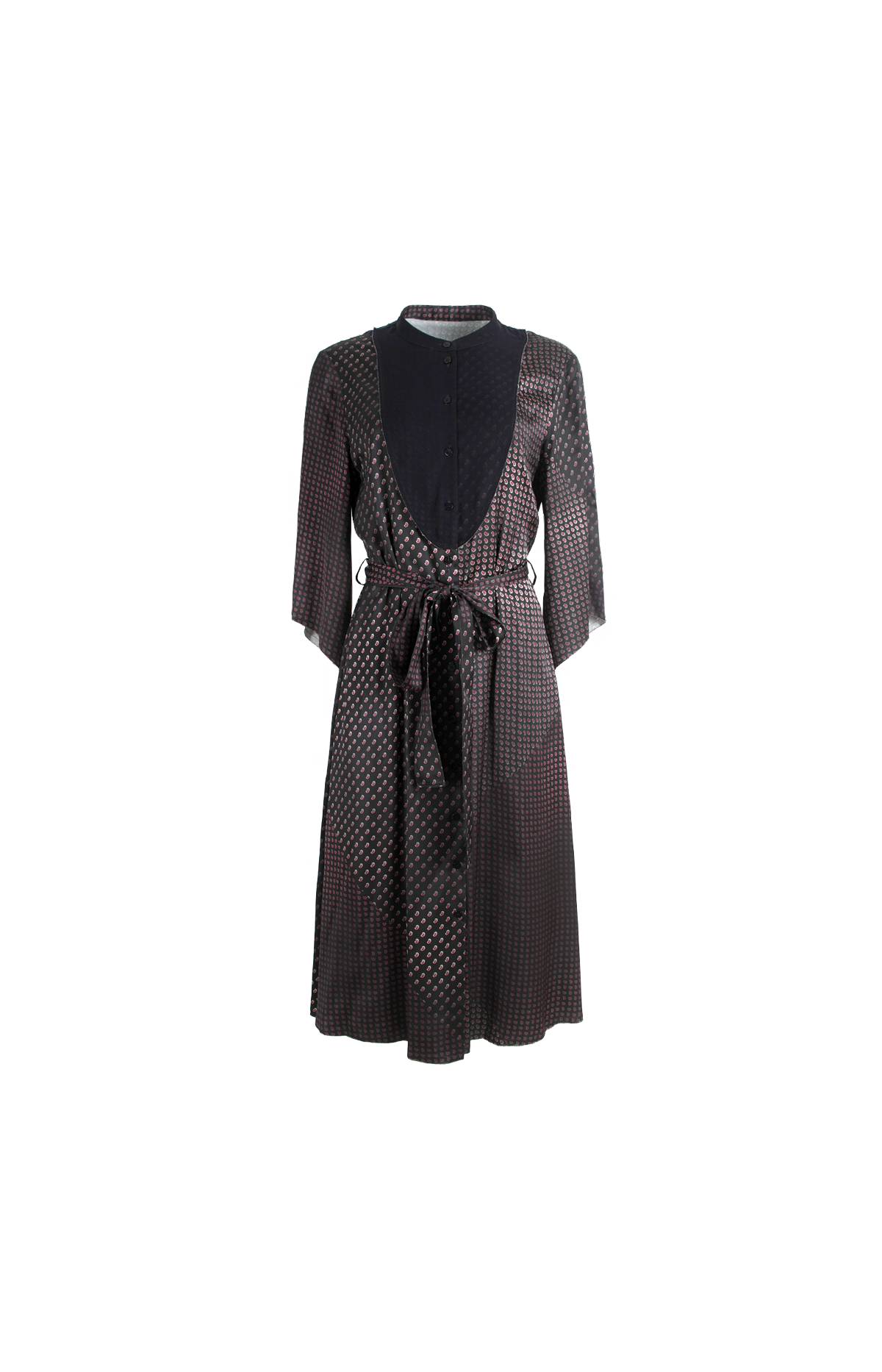 Printed Midi Shirt Dress in Black