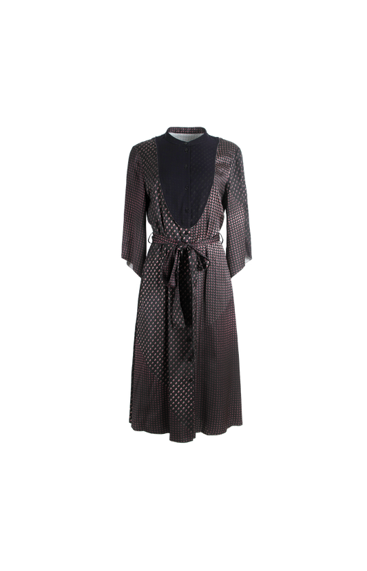 Printed Midi Shirt Dress in Black