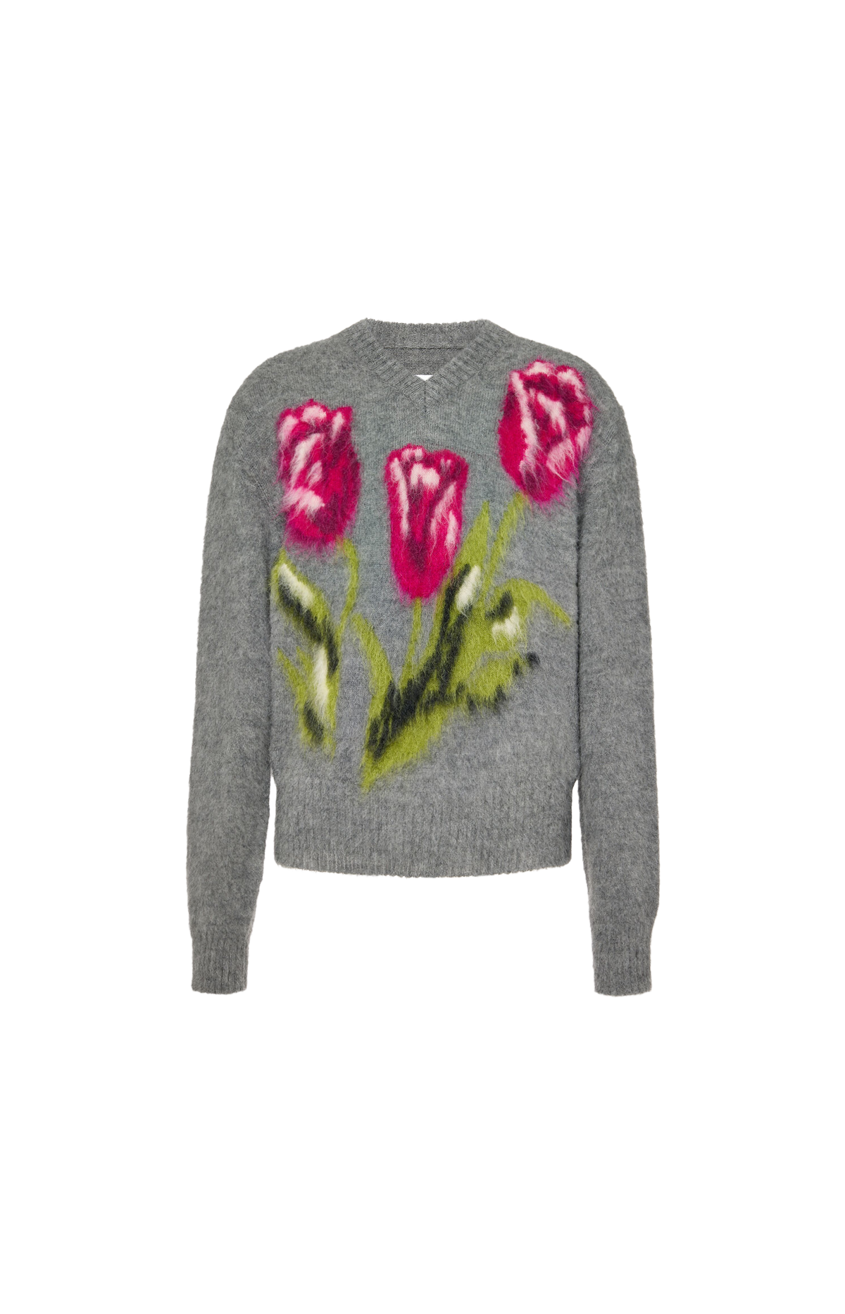 Flower Wool Sweater in Grey