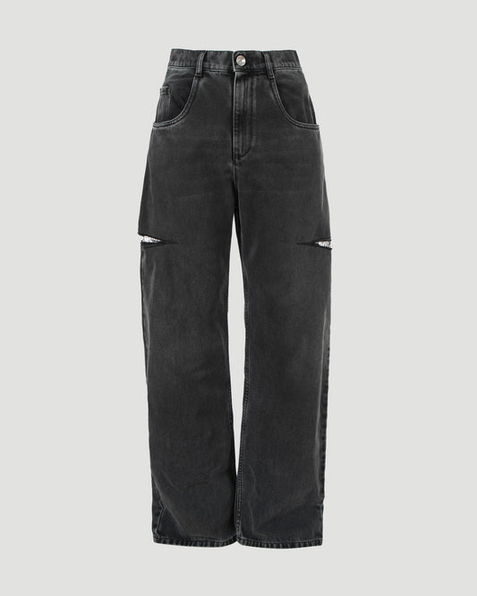 Cut-Out Jeans in Black