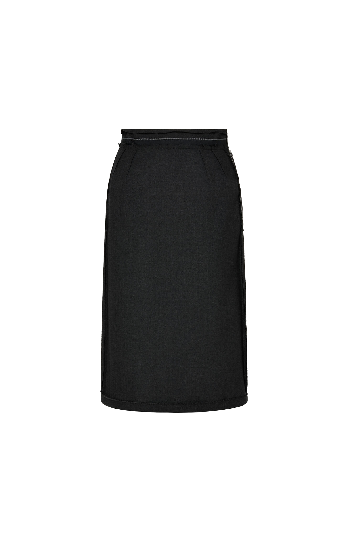 Wool Midi Skirt in Black