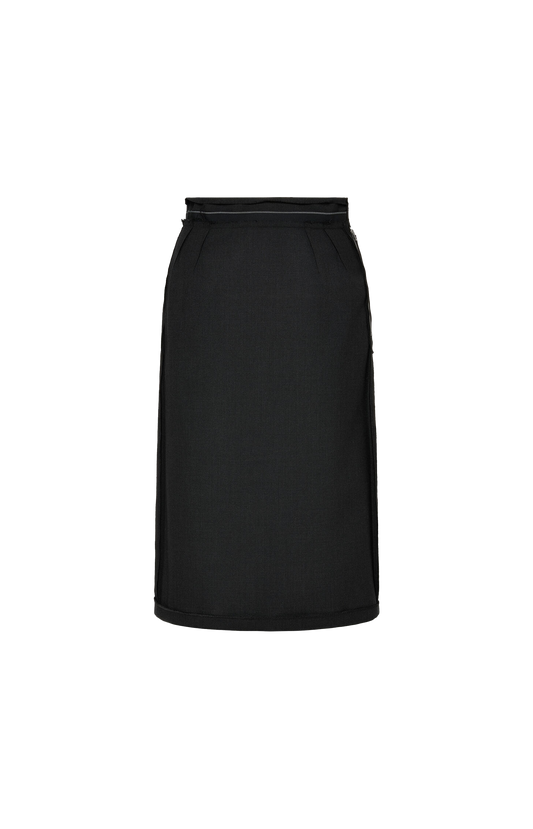 Wool Midi Skirt in Black