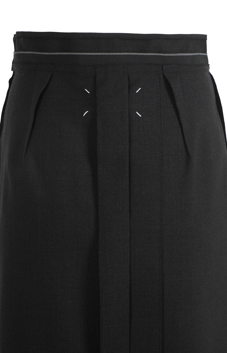Wool Midi Skirt in Black