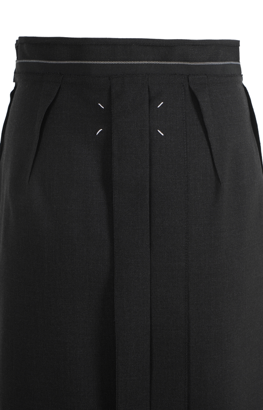 Wool Midi Skirt in Black