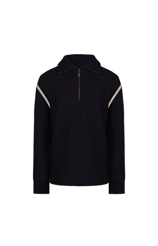 Elbow Patch Sweater in Navy Blue