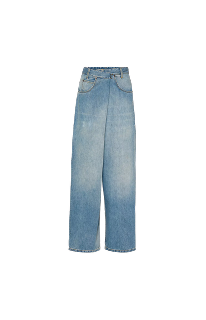Wrap Denim Jeans in Blue