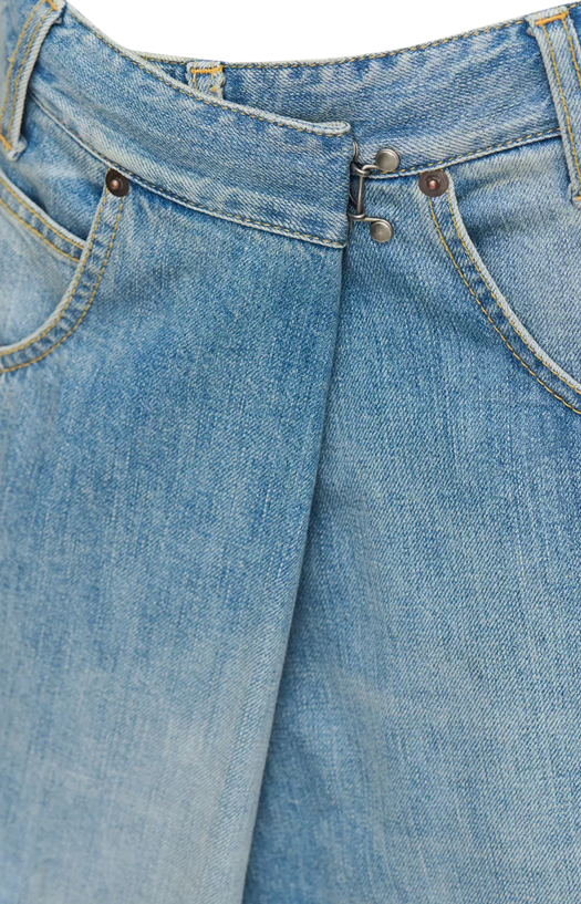 Wrap Denim Jeans in Blue