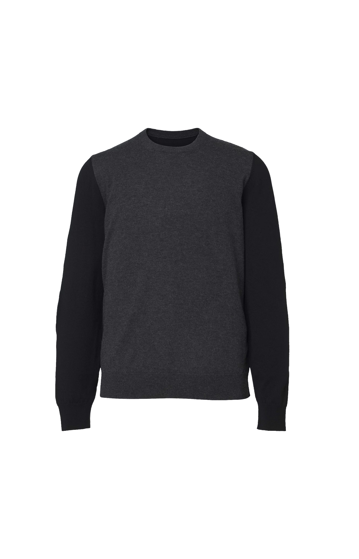 Two-Tone Wool Crewneck in Grey