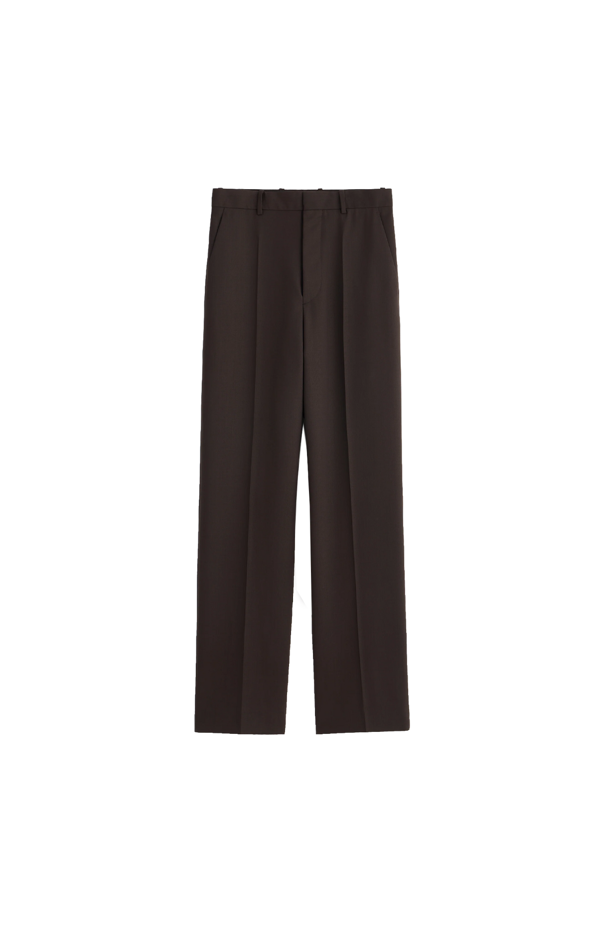 Wool Wide-Leg Trousers In Brown