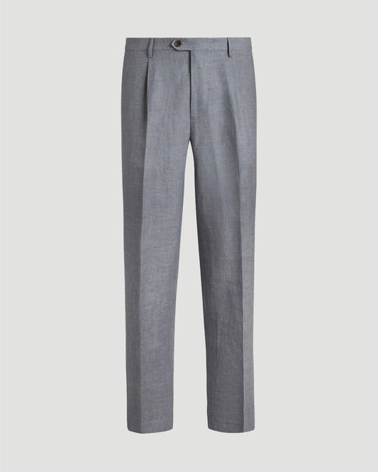 LINEN AND WOOL TROUSERS IN GREY