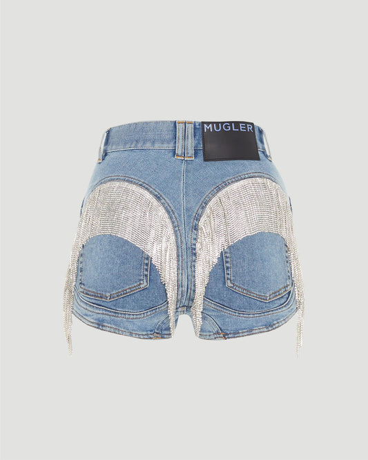Crystal fringe shorts