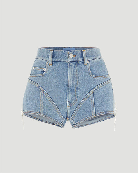 Crystal fringe shorts