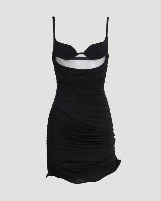 PANELLED DRESS IN BLACK