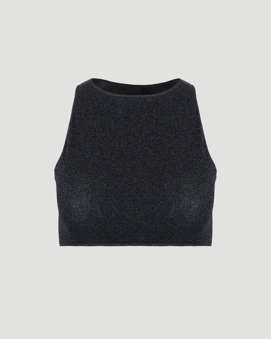 BLACK CROP TOP IN LUREX