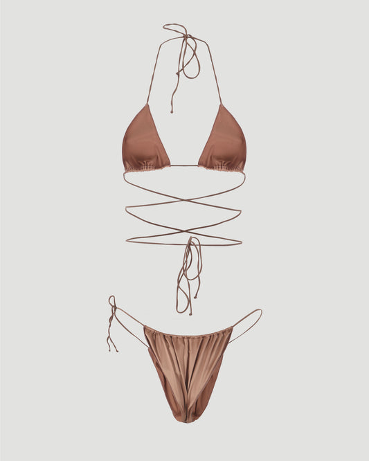 Satin microkini in gold