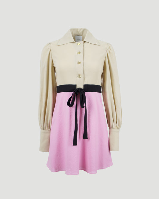 Two-tone mini shirt dress