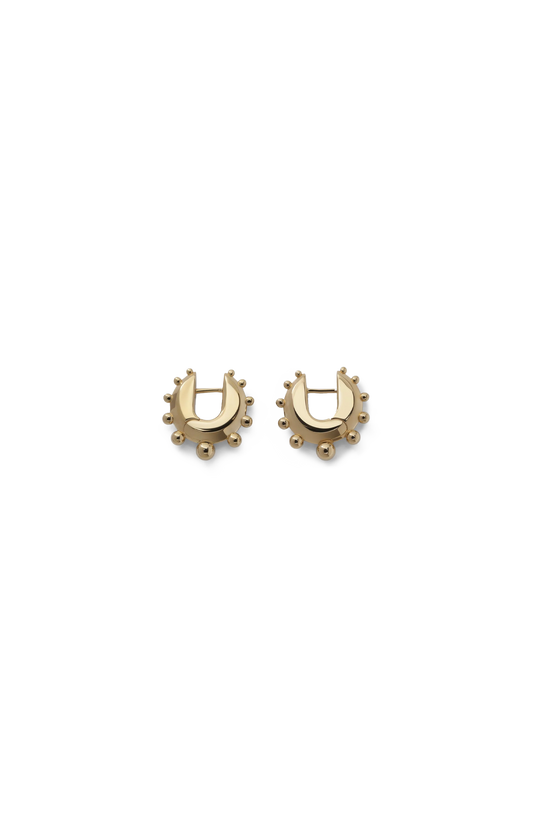 Phoebe Philo Beaded Hoop Earrings Small in Gold — front view