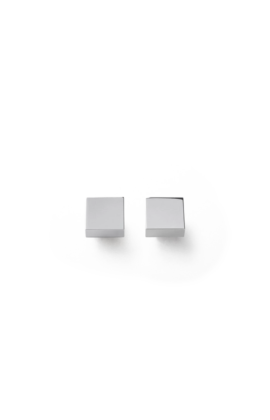 Phoebe Philo Cube Studs in Silver — front view