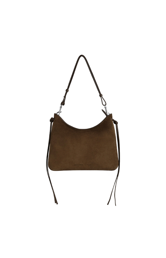 Phoebe Philo Gig Bag in Khaki Suede — front view