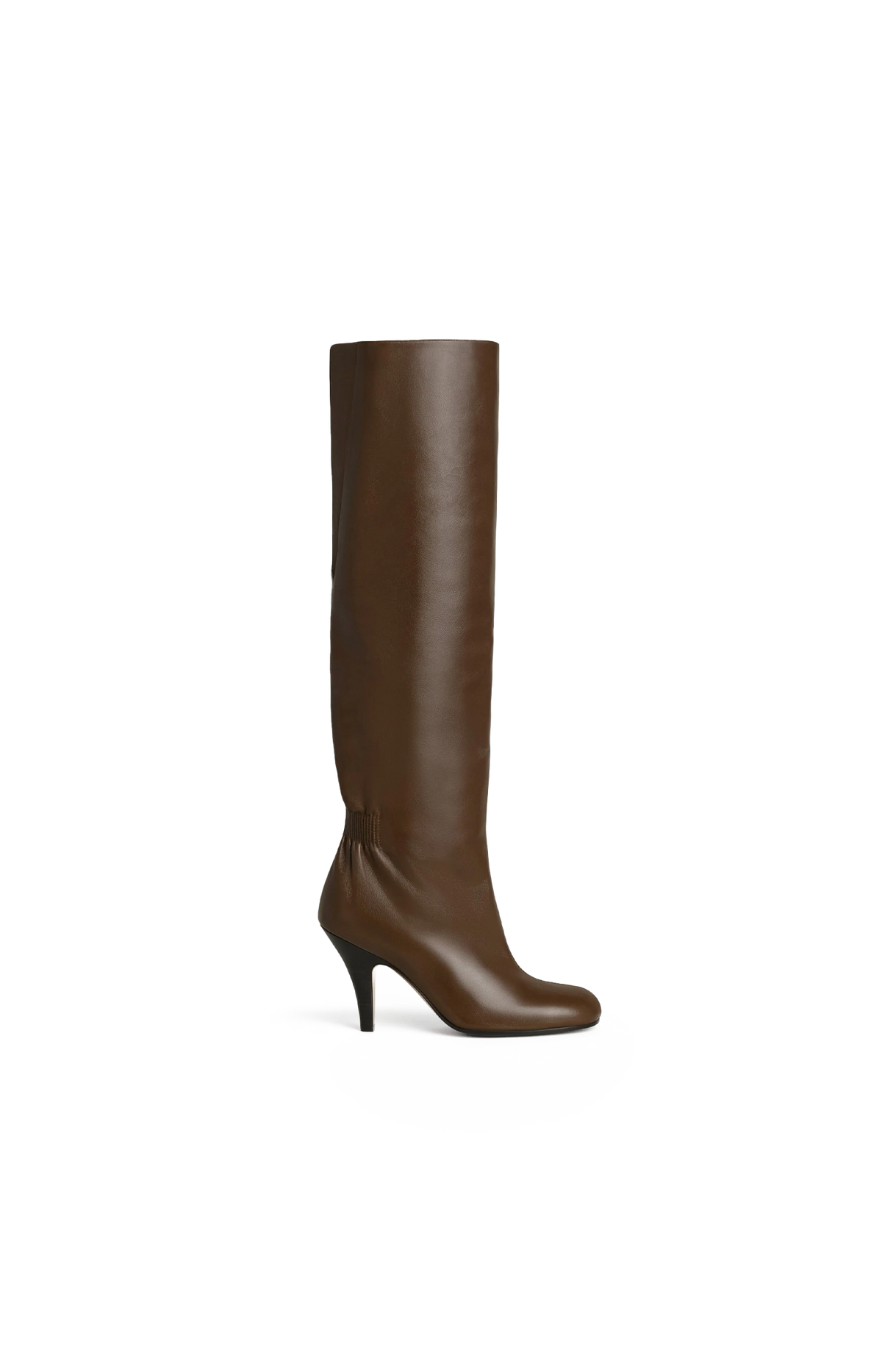 Phoebe Philo Slouchy High Boot in Bronze — front view