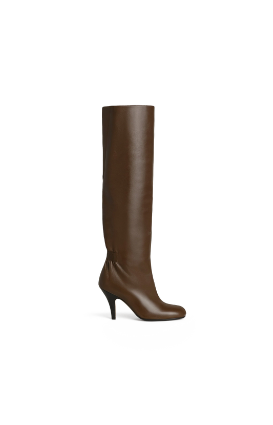 Phoebe Philo Slouchy High Boot in Bronze — front view