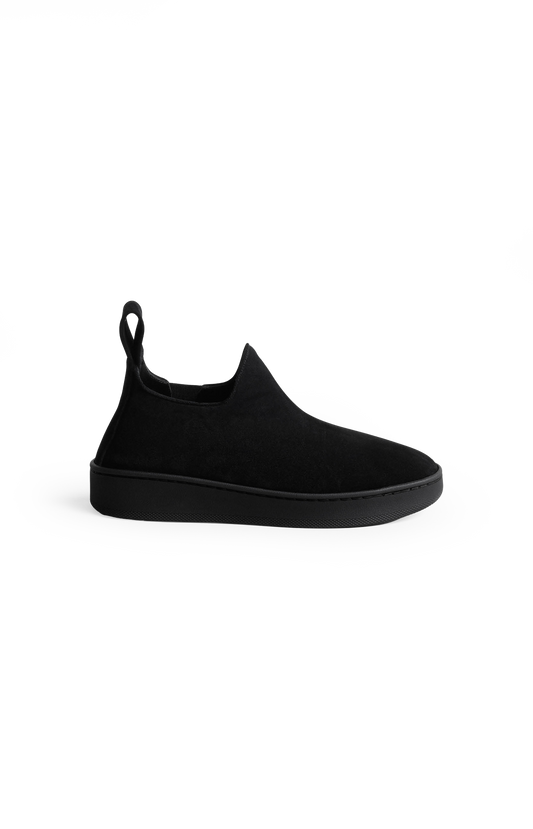 Slip On Sneaker in Black Suede