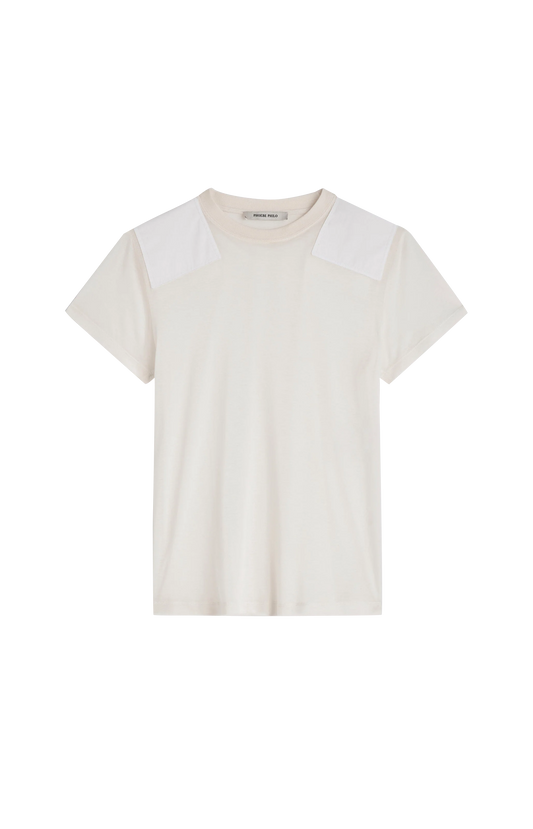 Phoebe Philo Patch T-Shirt in Acid Ivory — front view