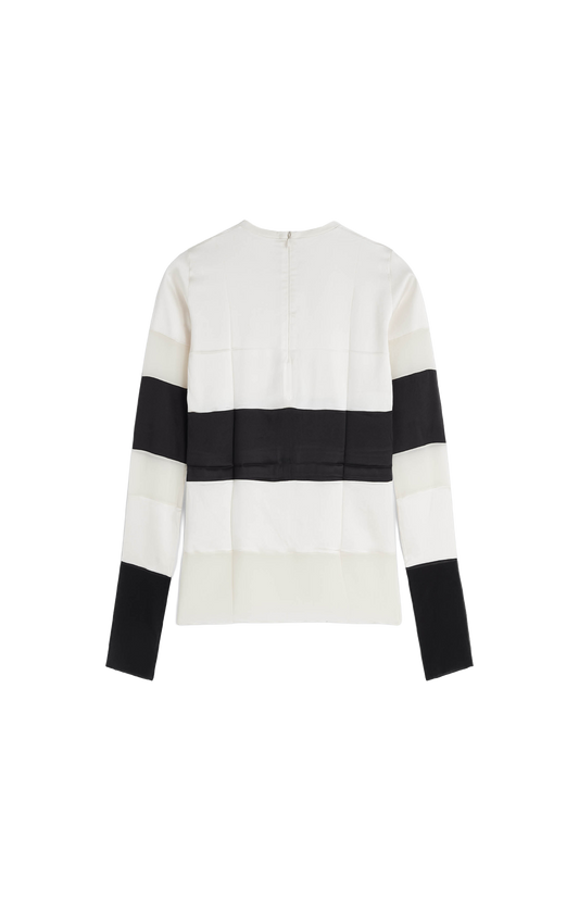 Panel Top in Black/White Silk