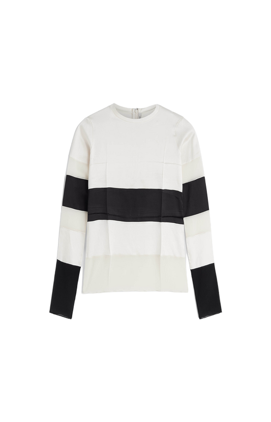 Panel Top in Black/White Silk