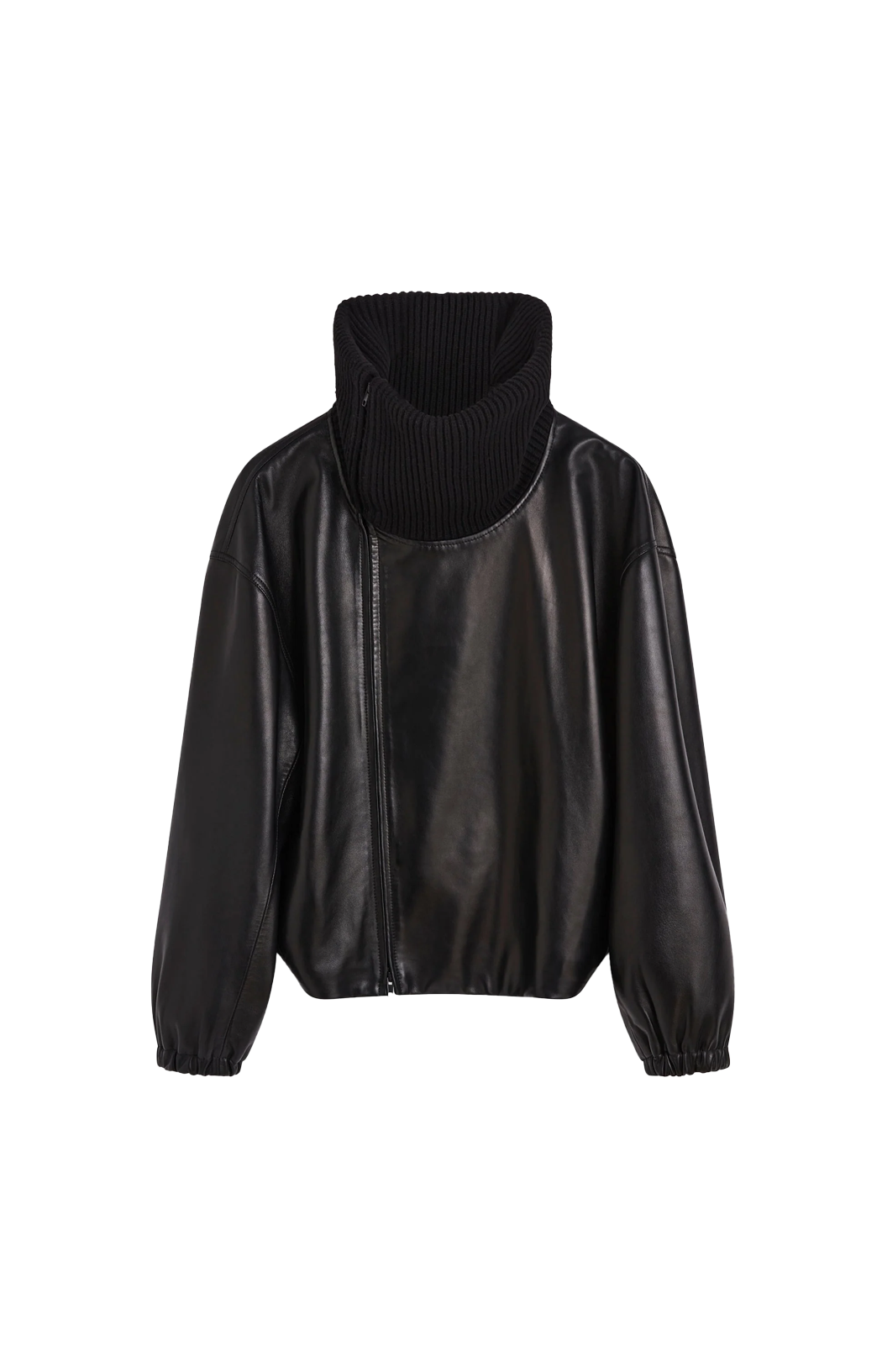 Phoebe Philo Rib Neck Jacket in Black — front view