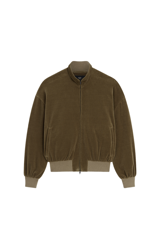 Velveteen Bomber Jacket in Bronze Velour