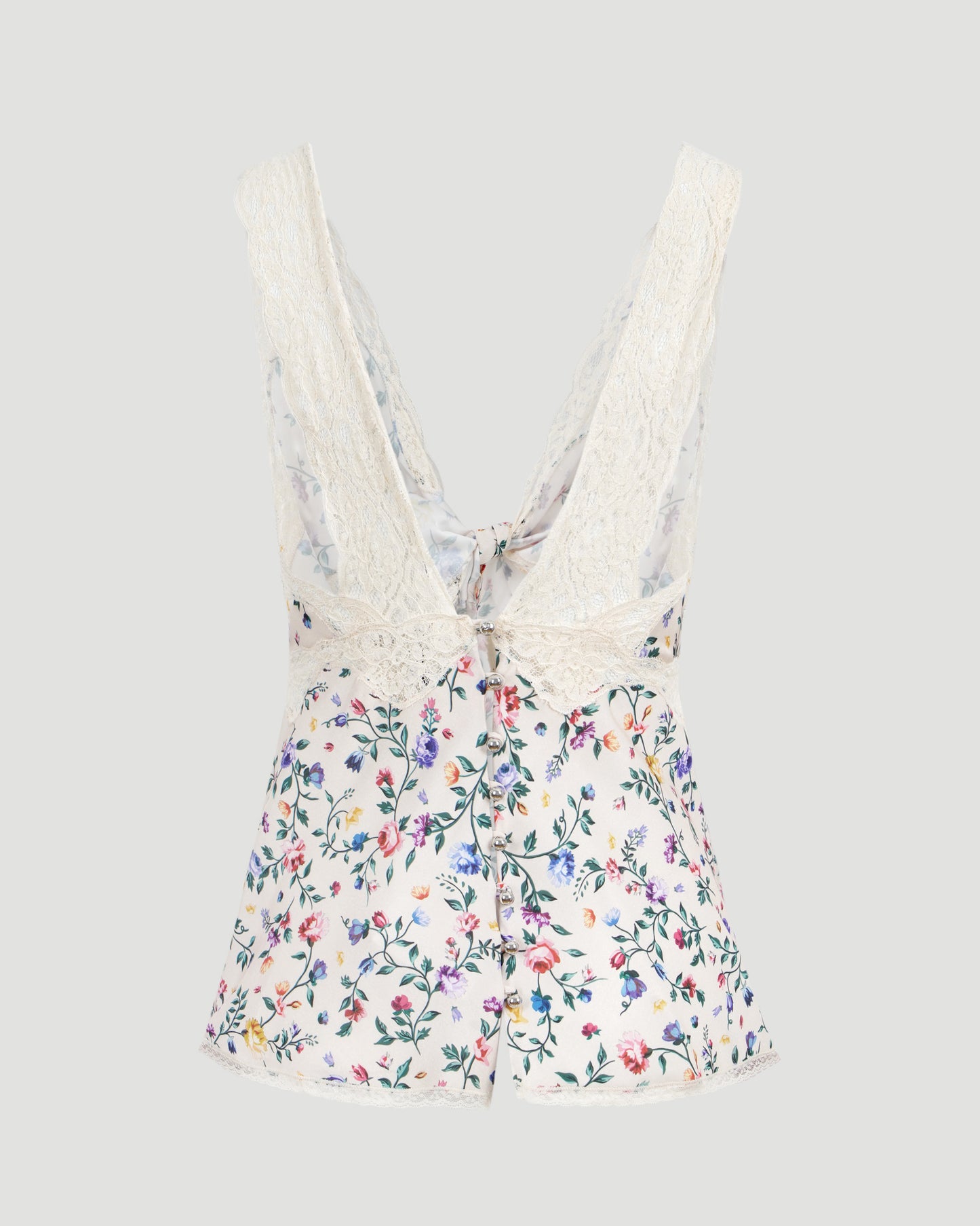 Flower print satin top