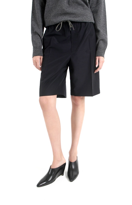 Cotton Drawstring Shorts in Dark Blue
