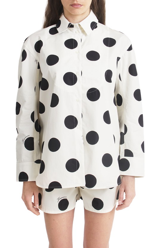 Jacquemus Polka Dot Oversized Shirt in White — product photo 2