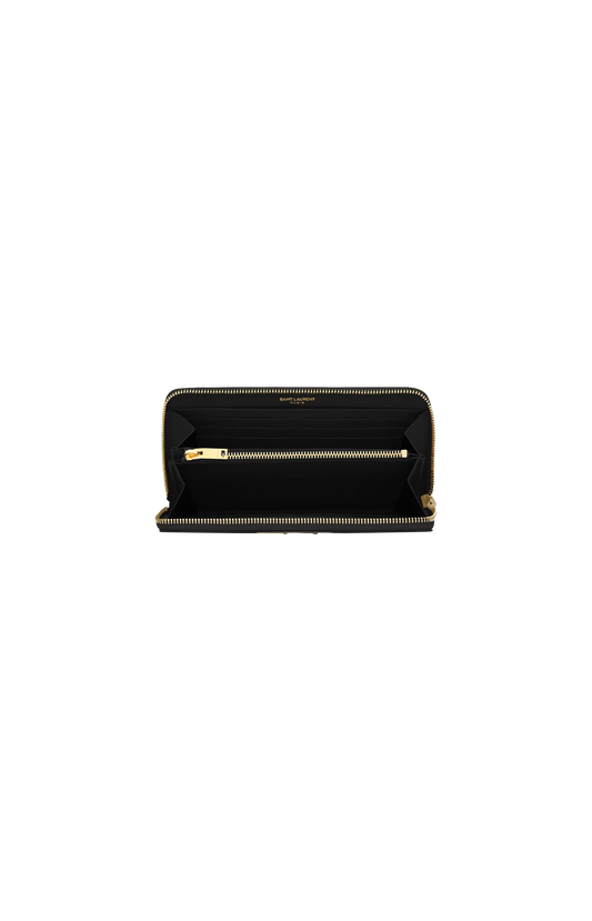 Cassandre Matelasse Zip Around Wallet in Black