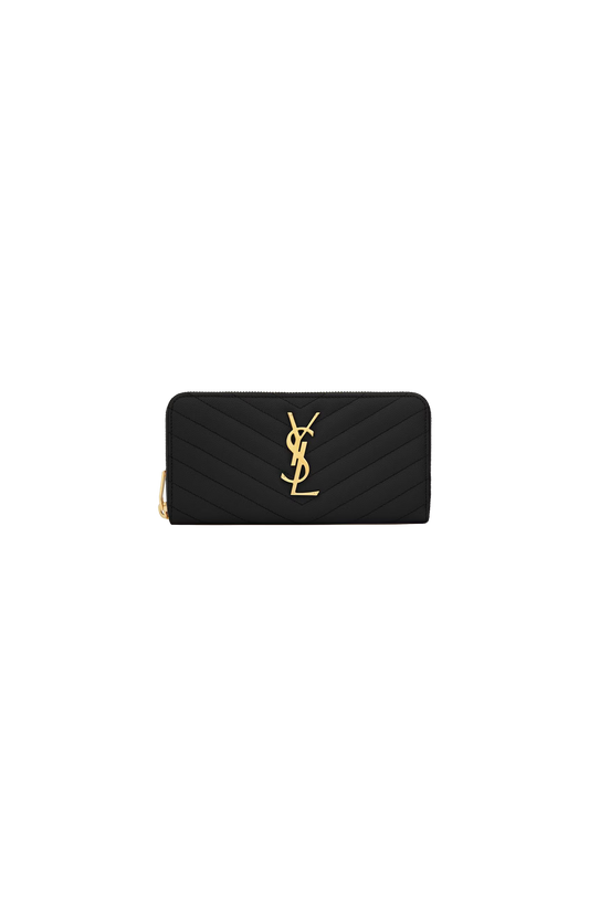 Cassandre Matelasse Zip Around Wallet in Black