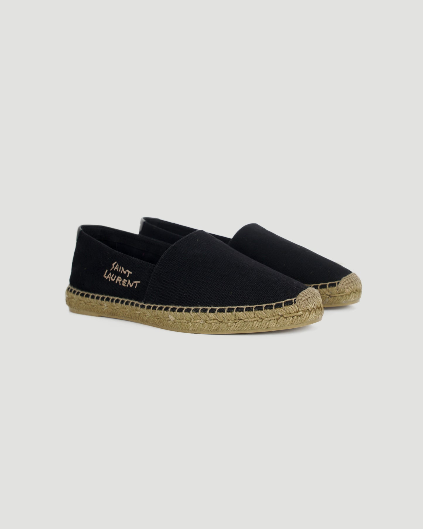 EMBROIDERED ESPADRILLES IN BLACK CANVAS