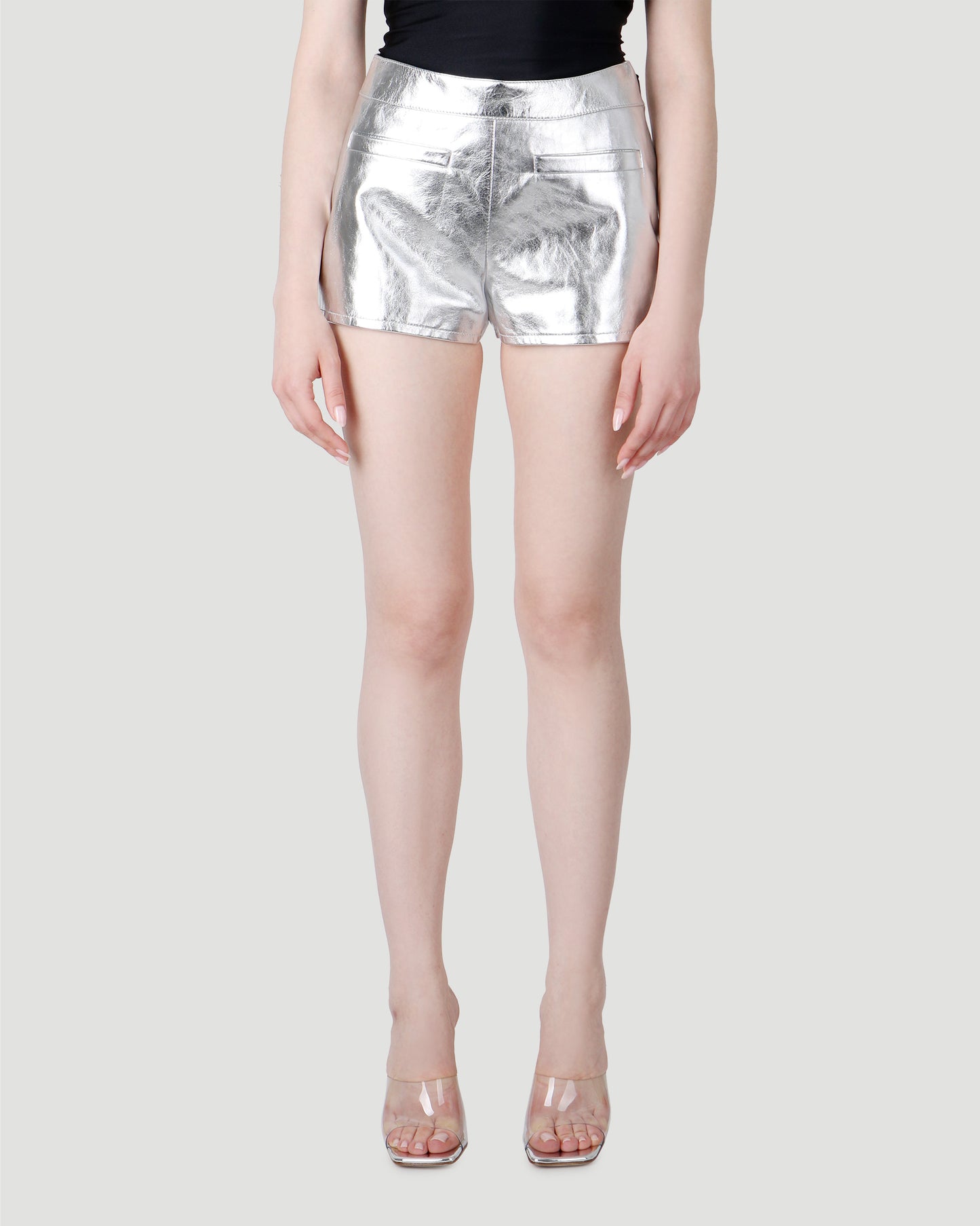 MINI SHORTS IN LAMÉ CALFSKIN