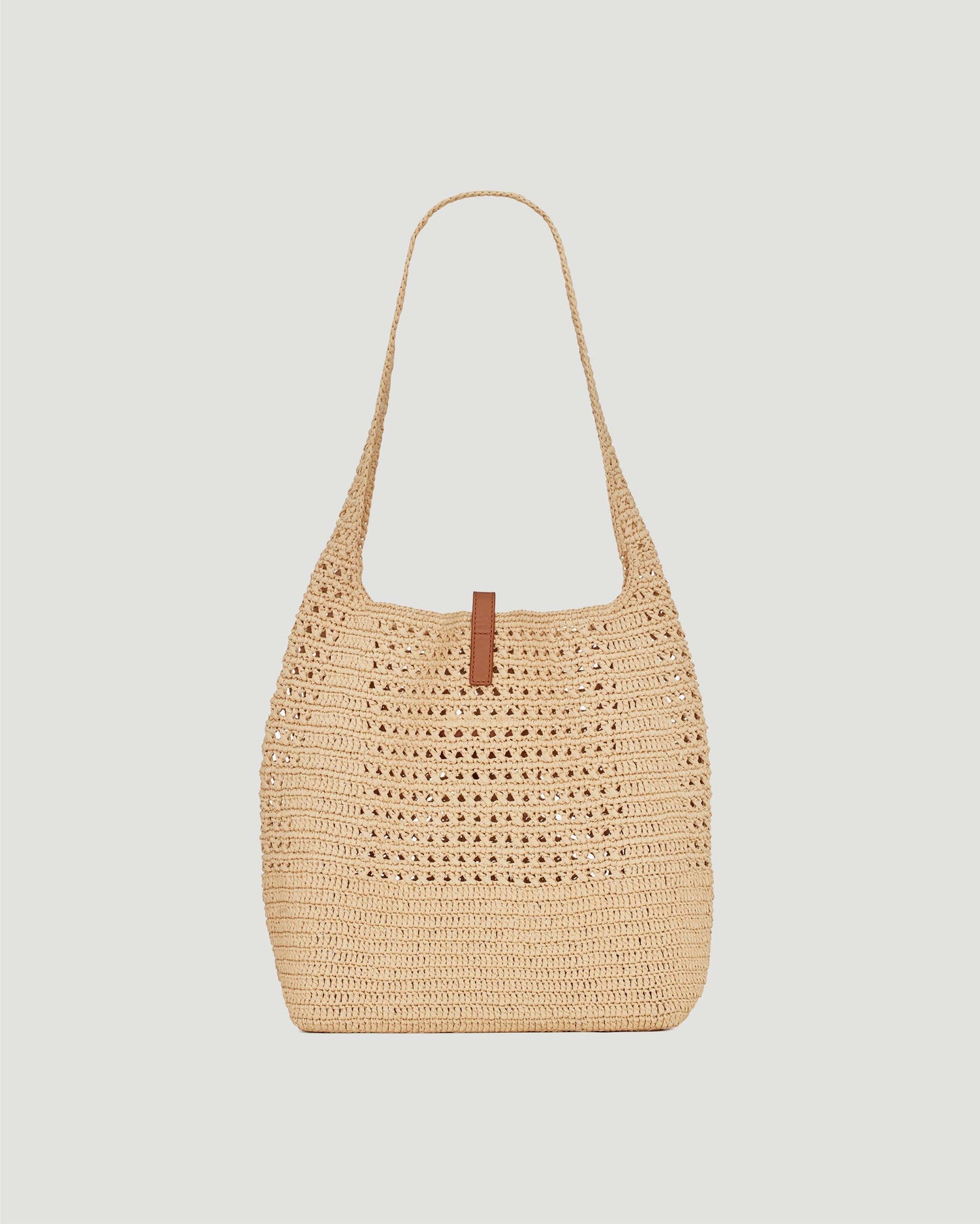 HOBO RAFFIA BAG IN CROCHET AND SMOOTH LEATHER