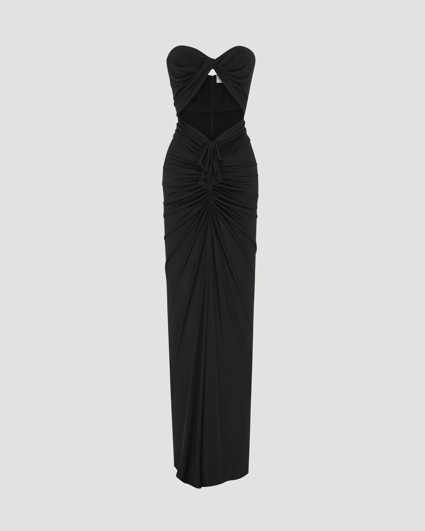 CUT-OUT BUSTIER DRESS IN CREPE JERSEY