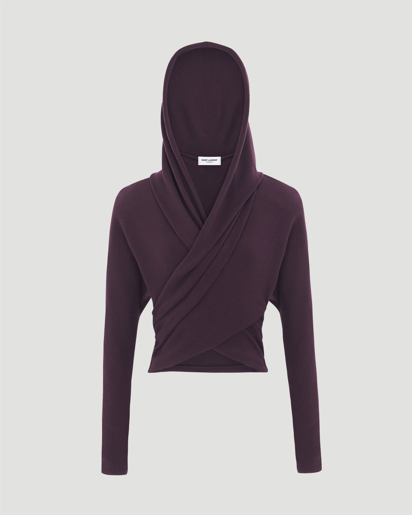CROPPED HOODED TOP IN PRUNE