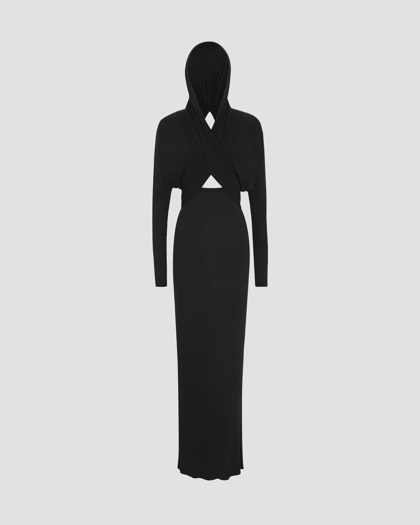 HOODED DRESS IN CREPE JERSEY